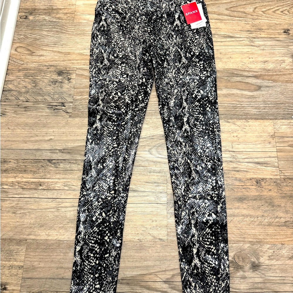 Spanx snakeskin faux leather leggings.